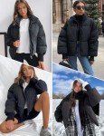 Gihuo Women's Warm Cropped Puffer Jacket - Black