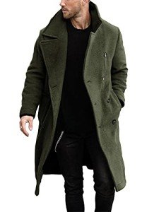 Men's Army Green Double-Breasted Trench Coat