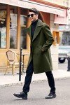 Men's Army Green Double-Breasted Trench Coat