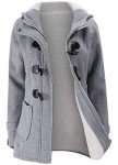 Womens Hooded Fleece Thicken Coat - Light Gray