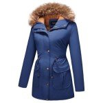 Women's Fleece Lined Parka Jacket with Fur Hood