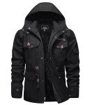 TACVASEN Men's Hooded Winter Fleece Jacket - Black