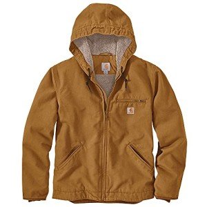 Carhartt Men's Brown Sherpa-Lined Utility Jacket