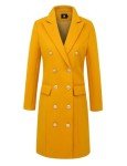 Trendy Double-Breasted Yellow Wool Trench Coat
