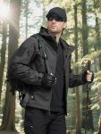 Men's Waterproof Tactical Rain Jacket - Black