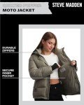 Steve Madden Quilted Moto Winter Puffer Jacket