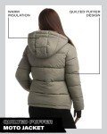 Steve Madden Quilted Moto Winter Puffer Jacket