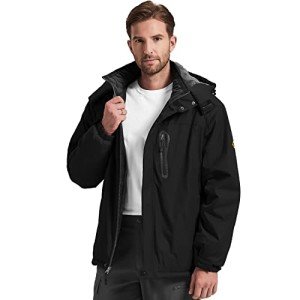 Men's Waterproof Winter Ski Jacket with Fleece Lining