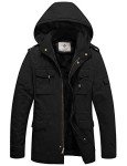 Men's Heavy Military Sherpa Hooded Parka - Black