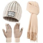 Women's Winter Beanie Hat, Scarf & Gloves Set