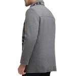 Dockers Men's Light Grey Wool Blend Coat with Scarf