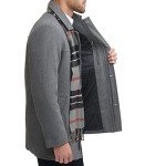 Dockers Men's Light Grey Wool Blend Coat with Scarf