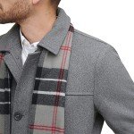 Dockers Men's Light Grey Wool Blend Coat with Scarf
