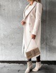 Beige Double Breasted Women's Winter Peacoat