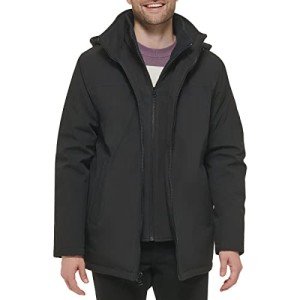 Calvin Klein Men's Windproof Hooded Coat - Black, Large