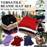 LOROME Warm Winter Beanie, Scarf, & Gloves Set
