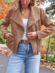 Women's Faux Leather Cropped Jacket in Camel
