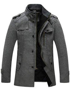 Wantdo Men's Windproof Grey Wool Coat, Large