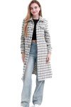 Plaid Lapel Wool Blend Winter Trench Coat
