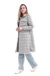 Plaid Lapel Wool Blend Winter Trench Coat