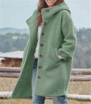Chouyatou Women's Casual Long Wool Coat with Hood