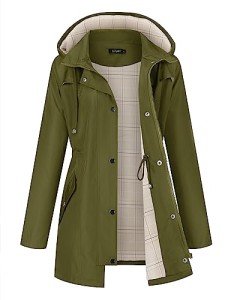 LOMON Women's Lightweight Waterproof Rain Jacket, Amy Green