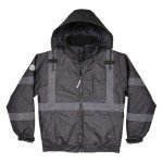 Ergodyne Unisex High-Visibility Winter Jacket, Black, 3X