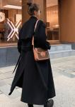 Chouyatou Women's Black Wool Midi Pea Coat