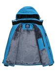 Men's Waterproof Ski Jacket with Fleece Hood, Blue