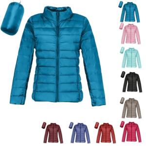 Women's Lightweight Packable Puffer Jacket in Blue