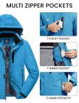Men's Waterproof Ski Jacket with Fleece Hood, Blue