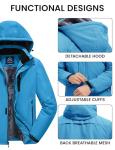 Men's Waterproof Ski Jacket with Fleece Hood, Blue