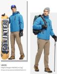 Men's Waterproof Ski Jacket with Fleece Hood, Blue