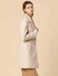 Allegra K Women's Beige Notched Lapel Winter Coat