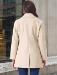 Allegra K Women's Beige Notched Lapel Winter Coat