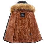 Warm Black Women's Puffer Coat with Fur Hood