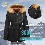 Warm Black Women's Puffer Coat with Fur Hood