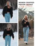 Flygo Women's Cropped Puffer Jacket with Pockets