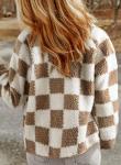 Women’s Casual Fleece Sherpa Plaid Jacket