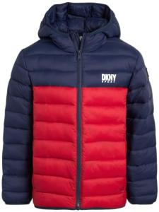 DKNY Boys Midweight Quilted Jacket, Navy/Red