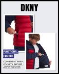 DKNY Boys Midweight Quilted Jacket, Navy/Red