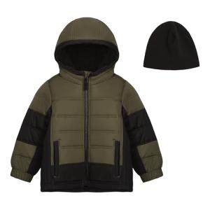 Boys' Olive Drab Heavyweight Hooded Puffer Jacket