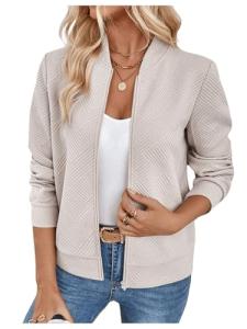 Verdusa Women's Lightweight Khaki Bomber Jacket