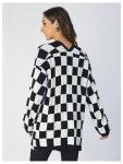 Black and White Oversized Checkered Cardigan for Women