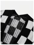 Black and White Oversized Checkered Cardigan for Women