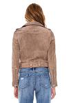 Cropped Suede Leather Moto Jacket for Women