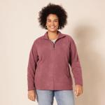 Soft Fleece Zipper Jacket for Women, Burgundy Dot