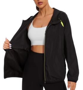 NINGMI Waterproof Raincoat with Hood Windbreaker Rain Jacket for Women Zipper Lightweight Hiking Outdoor