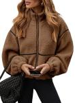 Dokotoo Women's Brown Sherpa Fleece Winter Coat