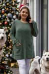 OFEEFAN Plus Size Green Long Sleeve Sweater